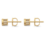 Solid 10K Gold 5mm Round Shaped Diamond Stud Earrings With Screw Backing