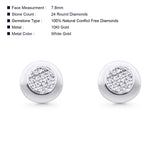 Solid 10K Gold 7.8mm Round Shaped Diamond Stud Earrings With Screw Backing