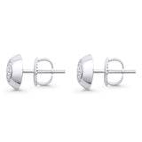 Solid 10K Gold 7.8mm Round Shaped Diamond Stud Earrings With Screw Backing