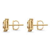 Ohrstecker aus massivem 10-Karat-Gold, 7,9 mm, quadratisch, rund, mit Diamanten