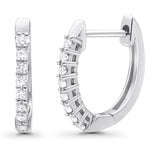 Solid 10K Gold 12.7mm Round Half Eternity Diamond Hoop Huggie Earrings