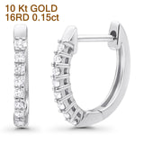 Solid 10K Gold 12.7mm Round Half Eternity Diamond Hoop Huggie Earrings