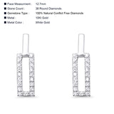 Solid 10K Gold 12.7mm Rectangular Shaped Round Diamond Stud Earrings