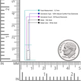 Ohrstecker aus massivem 10-Karat-Gold, 12,7 mm, rechteckig, rund, mit Diamanten