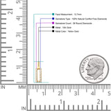 Ohrstecker aus massivem 10-Karat-Gold, 12,7 mm, rechteckig, rund, mit Diamanten