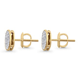 Solid 10K Gold 8.3mm Round Shaped Micro Pave Diamond Stud Earring