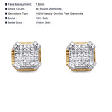 Diamant-Ohrstecker, 7,6 mm, achteckig, 10 Karat Gelbgold