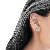 Diamond Stud Earrings 7.6mm Octagonal Shaped 10K Yellow Gold