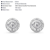 Solid 10K Gold 8.5mm Cluster Pave Round Diamond Stud Earring