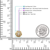 Ohrstecker aus massivem 10-Karat-Gold, 8,8 mm, blütenförmig, runder Pavé-Diamant-Ohrstecker