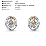Solid 10K Gold 9.3mm Round Shaped Pave Diamond Stud Earrings