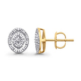Solid 10K Gold 9.3mm Round Shaped Pave Diamond Stud Earrings