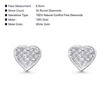 Solid 10K Gold 6.5mm Heart Shaped Trendy Round Diamond Stud Earrings