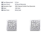 Solid 10K Gold 5.7mm Square Shaped Round Diamond Stud Earrings