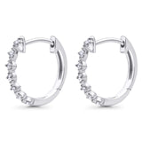 Solid 10K Gold 11.4mm Round Milgrain Diamond Huggie Hoop Earrings