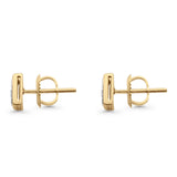 Ohrstecker aus massivem 10-karätigem Gold, 6,5 mm, quadratische Cluster-Diamant-Ohrstecker