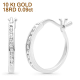 Solid 10K Gold 12.7mm Round Diamond Huggie Hoop Earrings