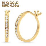 Solid 10K Gold 12.7mm Round Diamond Huggie Hoop Earrings