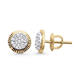 Solid 10K Gold 7.8mm Round Shaped Hip Hop Diamond Stud Earring
