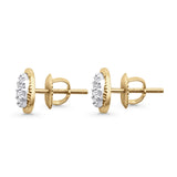 Solid 10K Gold 7.8mm Round Shaped Hip Hop Diamond Stud Earring