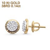 Massiver 7,8 mm runder Hip-Hop-Diamant-Ohrstecker aus 10-karätigem Gold