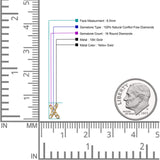 Ohrstecker aus massivem 10-Karat-Gold, 6,5 mm, „X“-förmig, kreuz und quer mit runden Diamanten