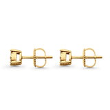 Solid 10K Gold 5mm Round Diamond Stud Earrings With Pave Setting