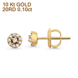 Massiver 10K Gold 4,5mm runder Cluster-Hip-Hop-Diamant-Ohrstecker, minimalistischer Ohrring