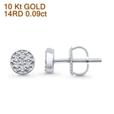 Solid 10K Gold 5.3mm Round Shaped Cluster Diamond Stud Earring
