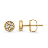 Solid 10K Gold 5.3mm Round Shaped Cluster Diamond Stud Earring