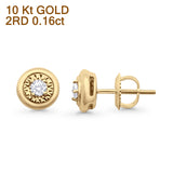 Massiver 7,3 mm modischer Hip-Hop-Ohrstecker mit rundem Diamant aus 10 Karat Gold