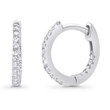 Solid 10K Gold 11.6mm Round Diamond Huggie Hoop Earring With Pave Setting