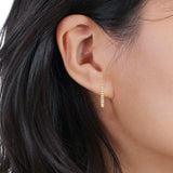 Solid 10K Gold 11.6mm U Shape Round Hinged Diamond Huggie Hoop Earrings