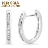 Solid 10K Gold 12.7mm Channel Set Round Hinged Diamond Huggie Hoop Earrings