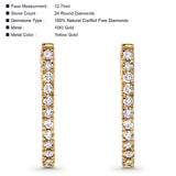 Massive 12,7 mm runde Diamant-Creolen in Pavé-Fassung aus massivem 10-karätigem Gold