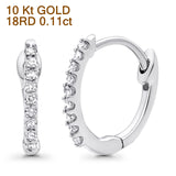 Solid 10K Gold 11.6mm Cluster Round Diamond Huggie Hoop Earring
