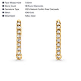 Solid 10K Gold 11.6mm Cluster Round Diamond Huggie Hoop Earring