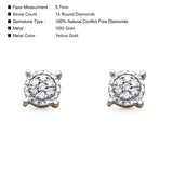 Massiver 5,7 mm runder, zweifarbiger Diamant-Ohrstecker in Pavé-Fassung aus massivem 10-karätigem Gold