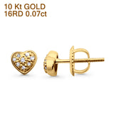 Solid 10K Gold 5.5mm Elegant Heart Shaped Cluster Round Diamond Stud Earrings