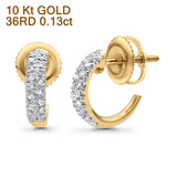 Massiver 9,8 mm J-förmiger halber Creolen-Ohrring aus 10-karätigem Gold mit Scharnier und rundem Diamant