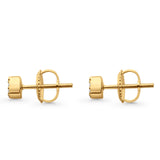 Solid 10K Gold 4.2mm Elegant Round Cluster Square Diamond Stud Earrings