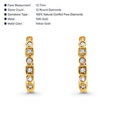 Massive, 12,7 mm große, runde, brillante Huggie-Creolen mit Diamanten aus 10-karätigem Gold