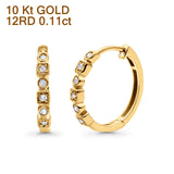 Massive, 12,7 mm große, runde, brillante Huggie-Creolen mit Diamanten aus 10-karätigem Gold
