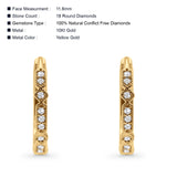 Solid 10K Gold 11.6mm Round Half Eternity Hinged Diamond Huggie Hoop Earrings