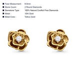 Ohrstecker aus massivem 10-Karat-Gold, 8,5 mm, floral, minimalistische Diamant-Ohrstecker