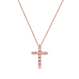 14K Gold .05ct Diamond Cross Pendant Necklace 18" Long
