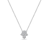 14K Gold .11ct Diamond Pendant Trendy Hand Of Hamsa Chain Necklace 18