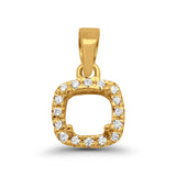 14K Gold .06ct Square Cushion Diamond Semi Mount Pendant