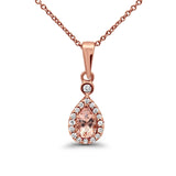 10K Gold .49cts Pear Diamond Pendant Necklace 18" Long