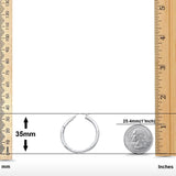 14K White Gold Diamond Cut 3mm Snap Closure Hoop Earrings Hinged 2.3grams 35mm